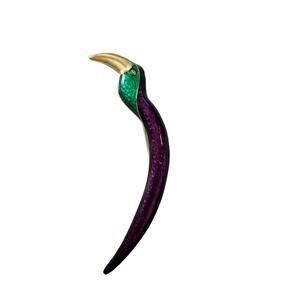 Vintage Enamel and Crystal Toucan Bird Brooch, 3.5" Long